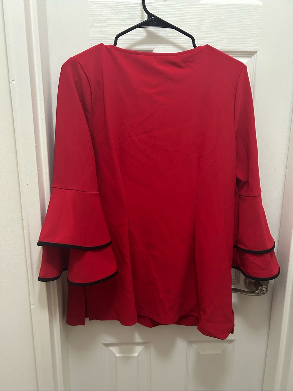 Boston Proper Red Ruffle-Sleeve Blouse - Picture 3 of 5